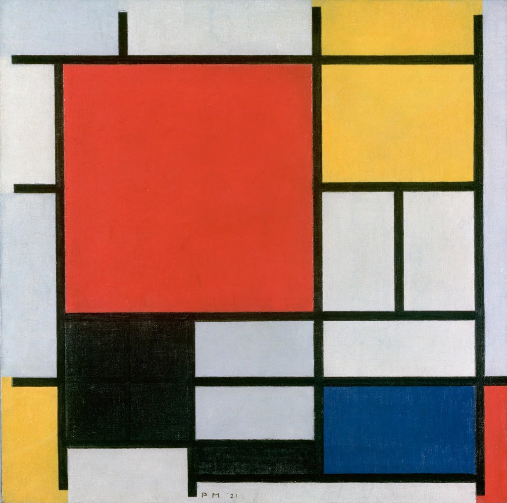 Composition with Large Red Plane, Yellow, Black, Gray, and Blue